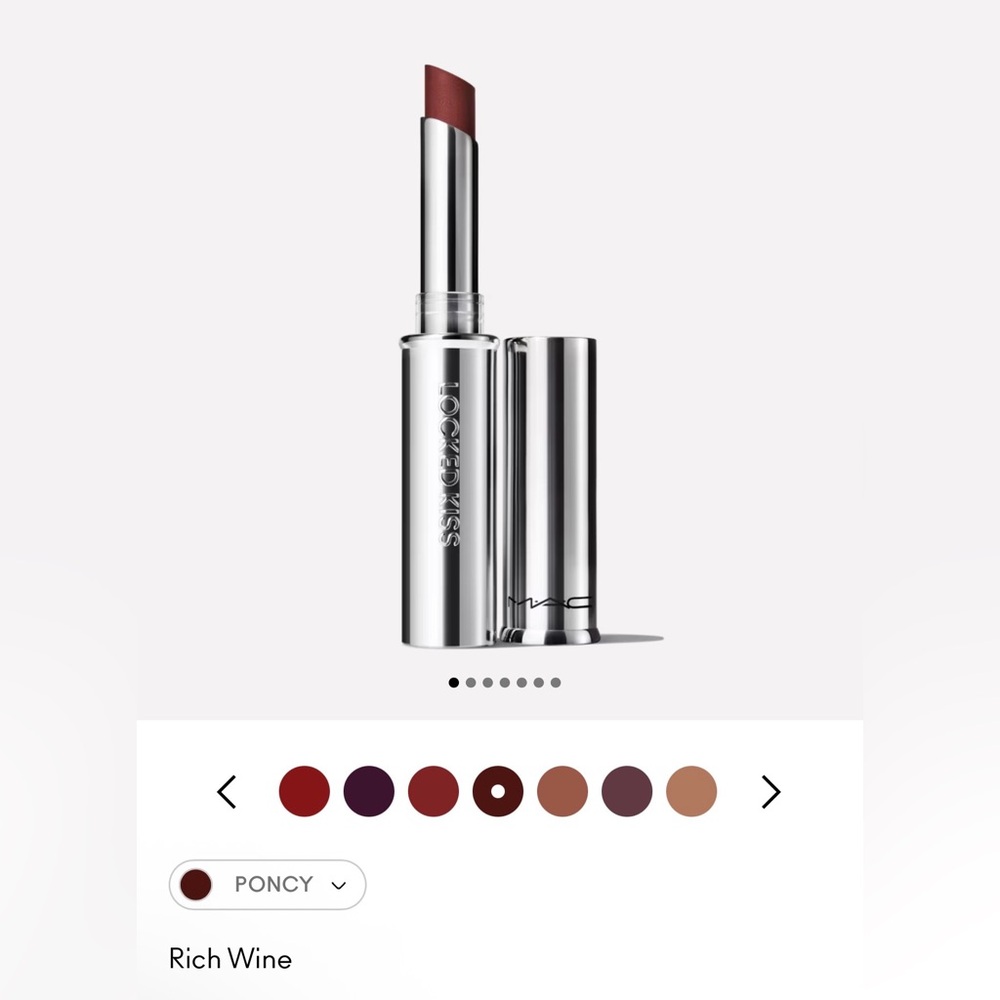 M•A•C LOCKED KISS 24HR LIPSTICK PONCY RICH WINE Full Size with Free Case NWT - Picture 3 of 16
